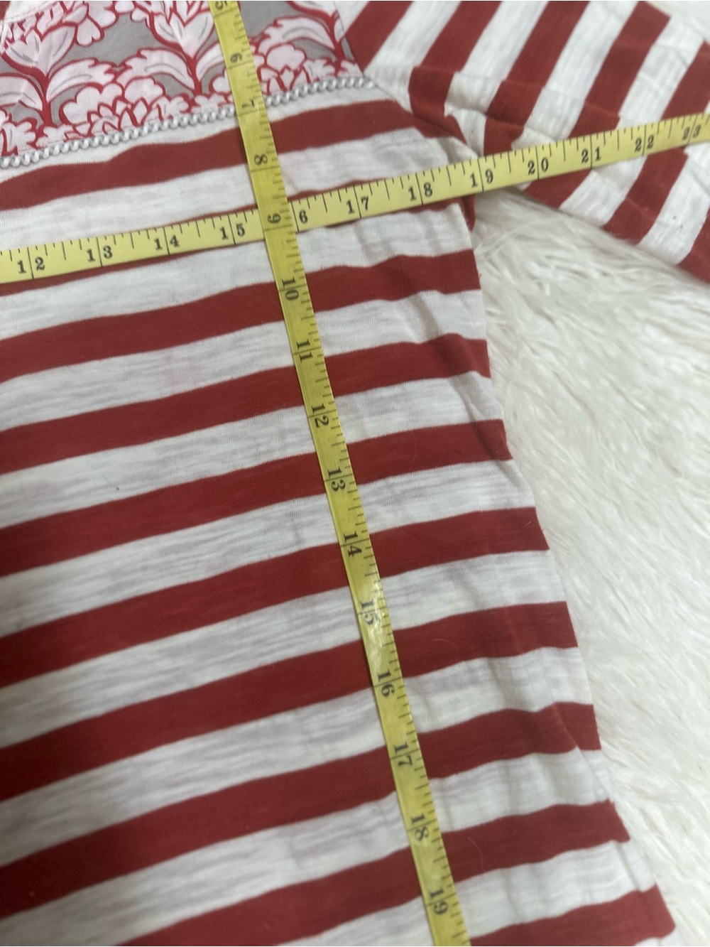 Anthropologie Postage Stanp Henley Tee in red/white stripe Xl EUC - Picture 8 of 12